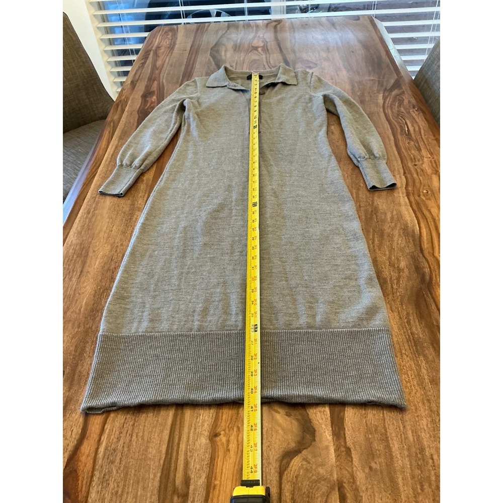 J Crew Gray Merino Wool Collared Long Sleeve Sweater Dress Midi Size XS - Picture 6 of 16